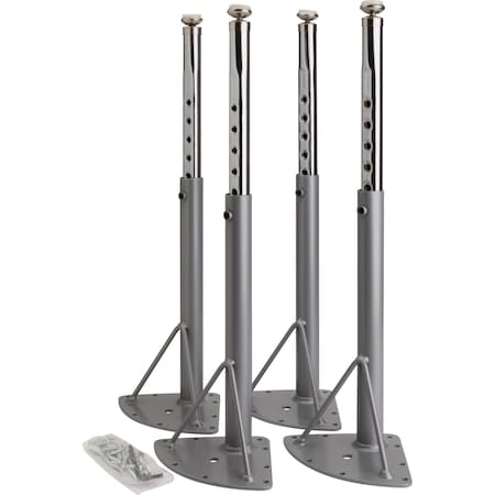 Lorell Leg Kit for Activity Table, Height-Adjustable 17" to 25", Chrome/Silver Mist, 4 ct LLR99927